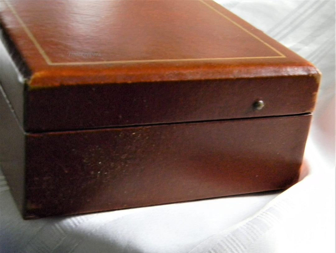 h736 Vintage Brown Men's Jewelry box with Tan Felt Interior