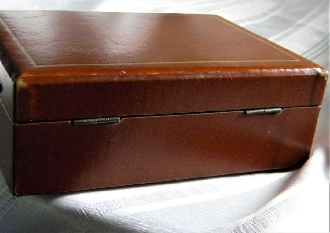 h736 Vintage Brown Men's Jewelry box with Tan Felt Interior