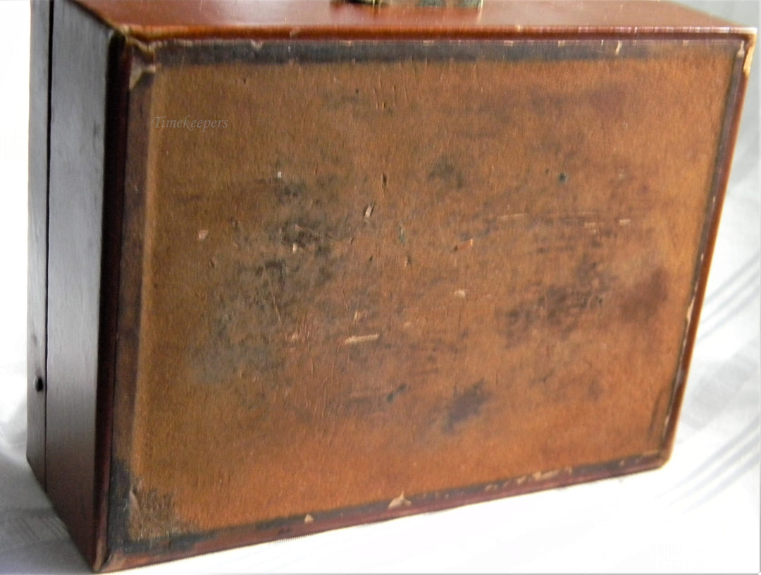 h736 Vintage Brown Men's Jewelry box with Tan Felt Interior