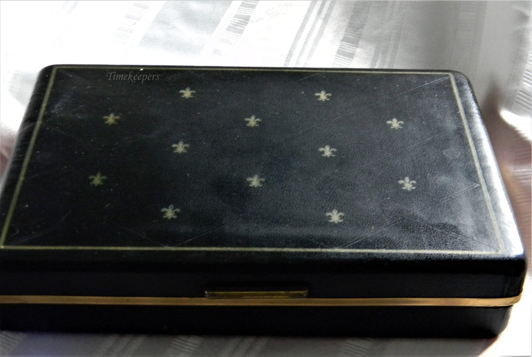 h737 Vintage Black Men's Jewelry box with Red Felt Interior