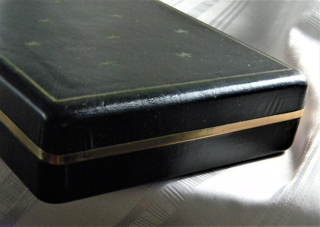 h737 Vintage Black Men's Jewelry box with Red Felt Interior