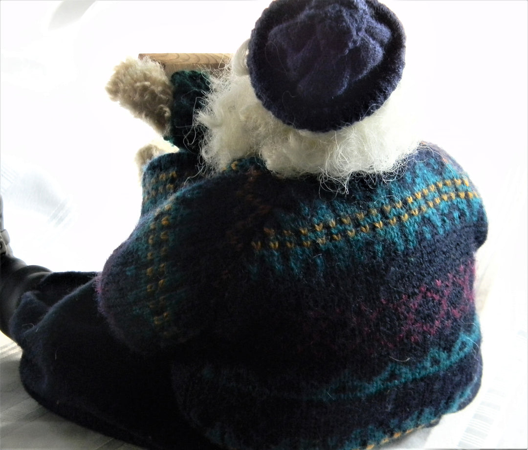 h739 Fun Stuffed Christmas Santa with Teddy Bear and Sign Merry Christmas