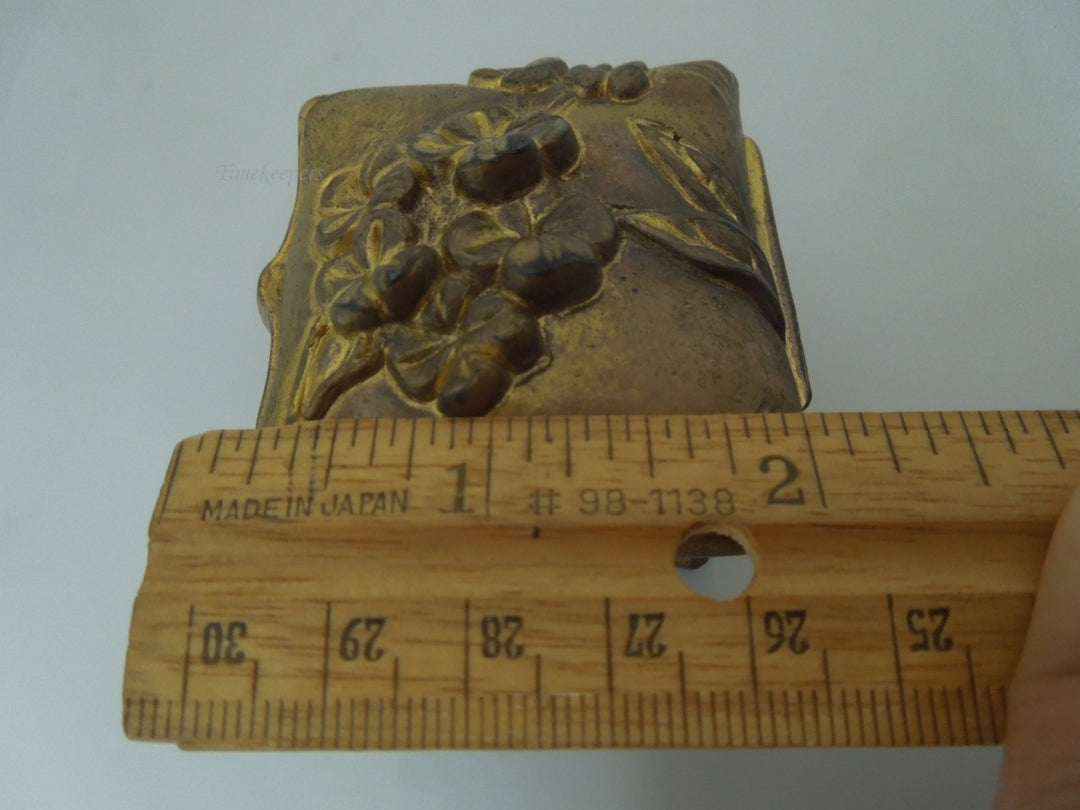 r674 Antique Art Nouveau Gold Tone Metal Jewelry Casket Box