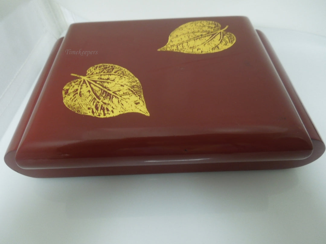 r684 Wooden Box with Hinged Lid and Latched Mirror Inside Red Velvet lining Storage Box with Lid - Wooden Keepsake