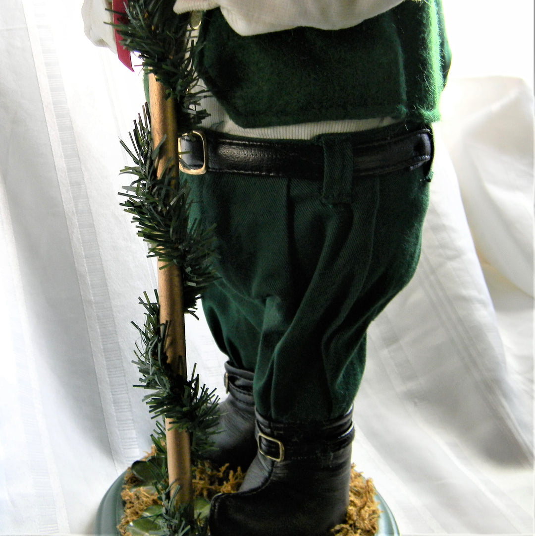 h740 Fun Stuffed Irish Christmas Santa Holding Staff all in Green