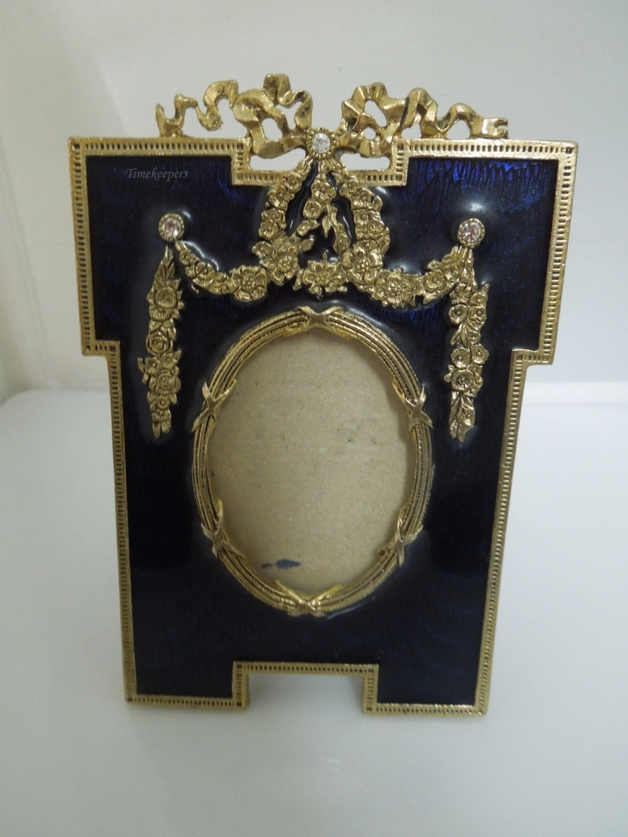 r699 Vintage Terragrafics Small Brass Enameled Tabletop Picture frame