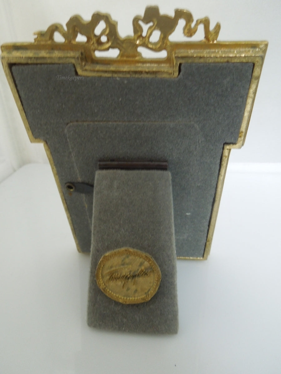 r699 Vintage Terragrafics Small Brass Enameled Tabletop Picture frame