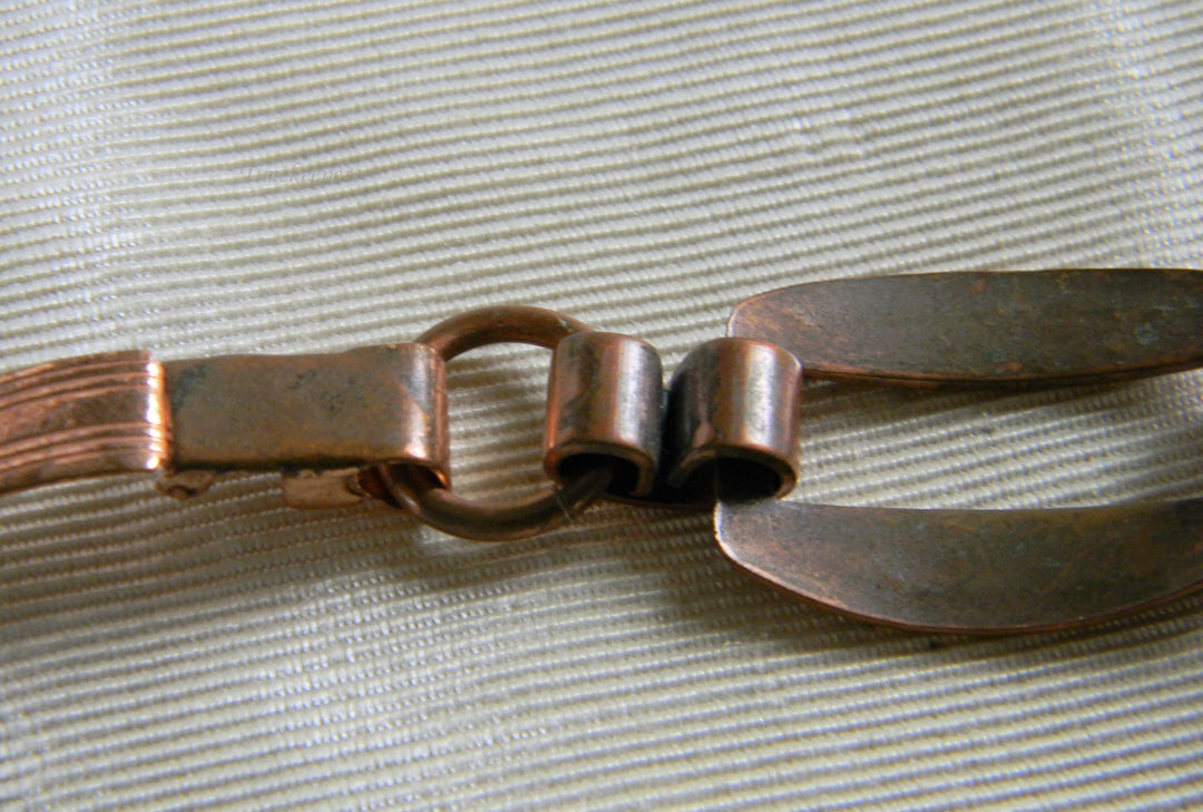 h756 Beautiful Unique Vintage Copper Rectangle Link Bracelet with Embossed Design