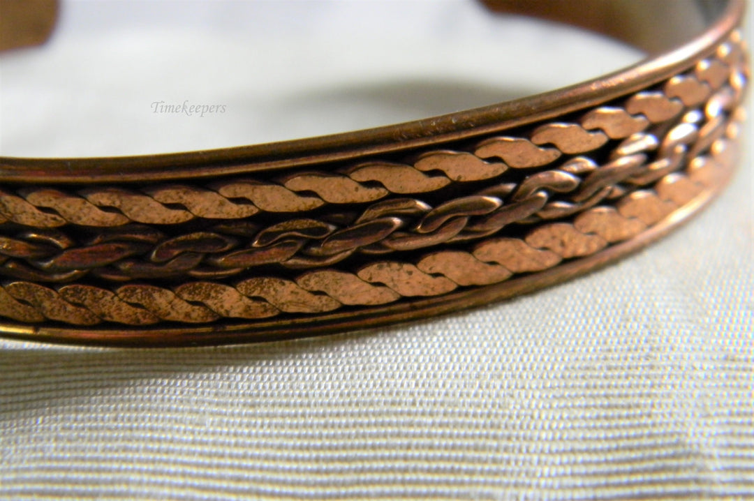 h757 Beautiful Unique Vintage Copper Cuff Bracelet with Chain Design