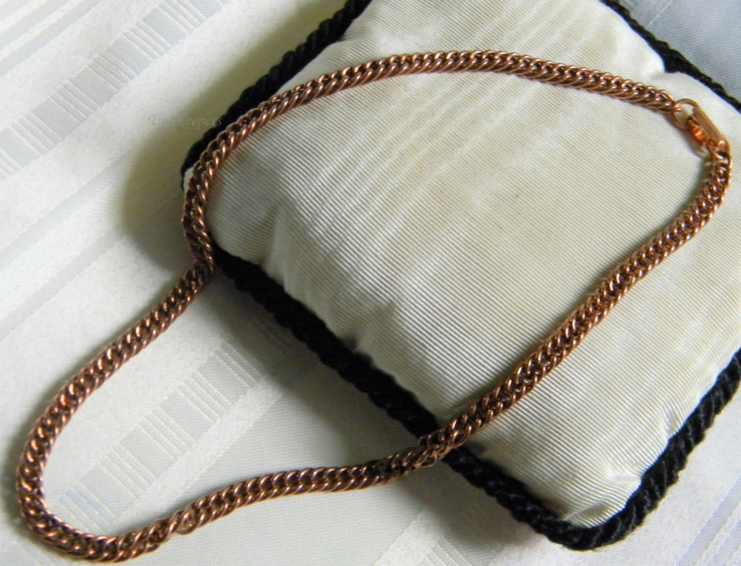 h765 Nice Vintage Copper Curb Link Necklace with Fold over Clasp
