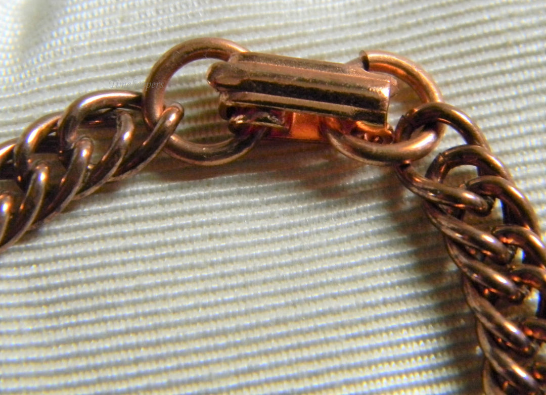 h765 Nice Vintage Copper Curb Link Necklace with Fold over Clasp