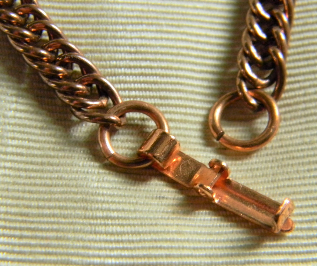 h765 Nice Vintage Copper Curb Link Necklace with Fold over Clasp