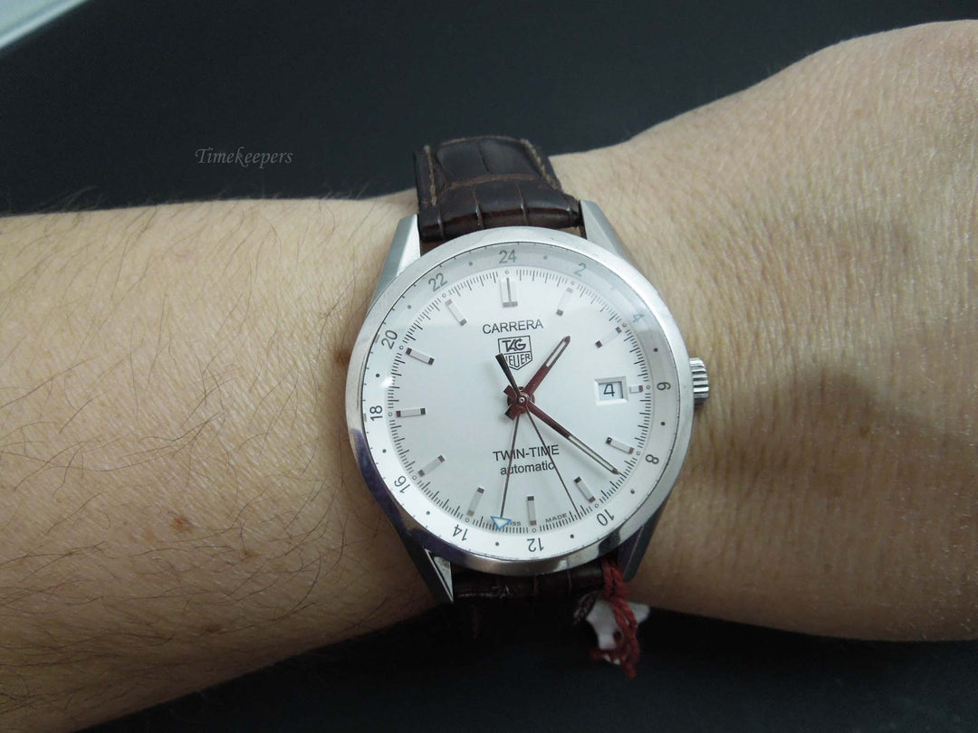 b900 Handsome Men's Tag Heuer Carrera Twin Time WV2116 Automatic Wristwatch