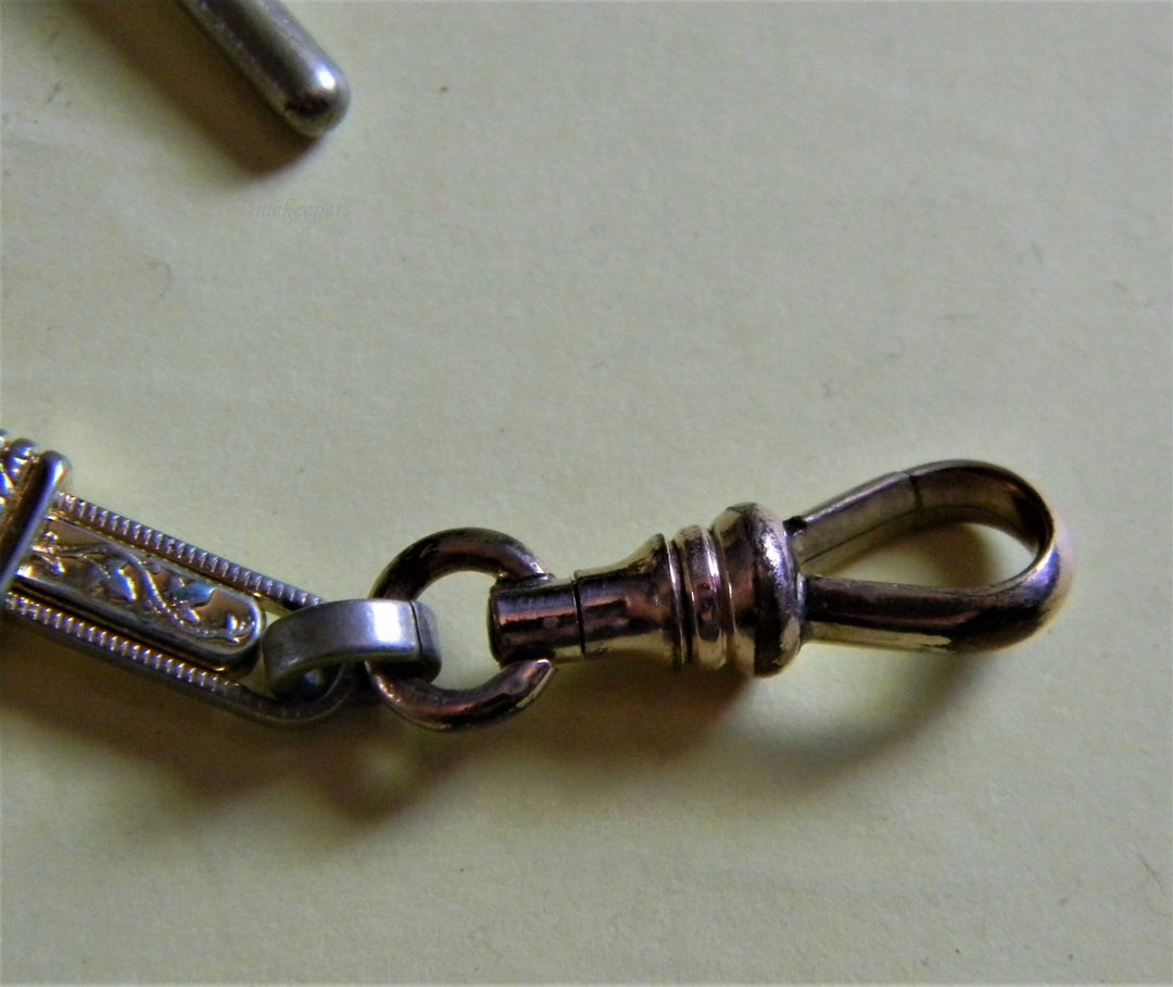 h784 Vintage Gold Filled Strong Filigree Pocket Watch Chain