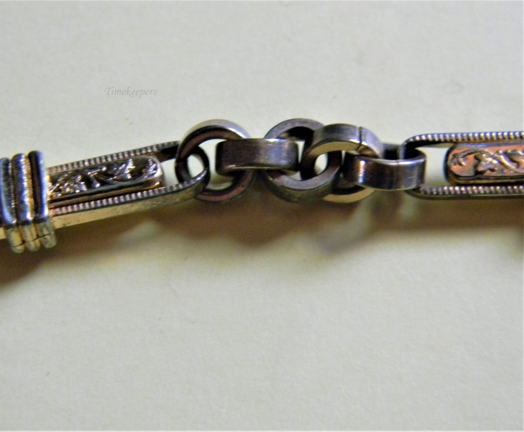 h784 Vintage Gold Filled Strong Filigree Pocket Watch Chain