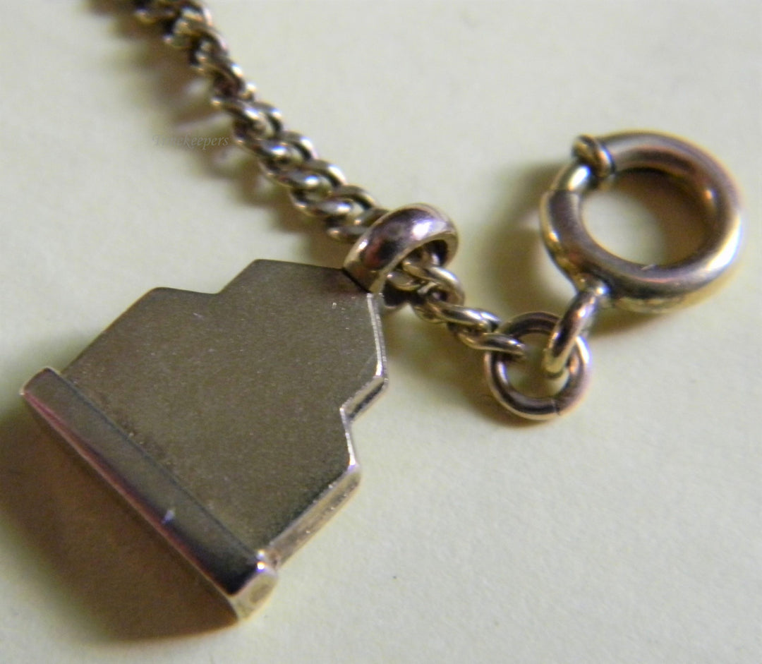 h786 Vintage Gold Filled Pocket Watch Chain with Masonic Engraved Charm