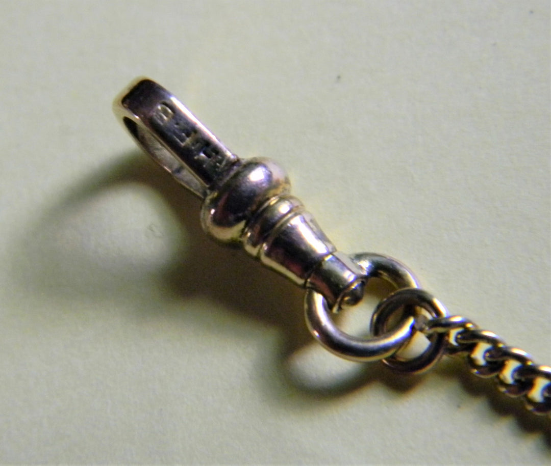 h786 Vintage Gold Filled Pocket Watch Chain with Masonic Engraved Charm