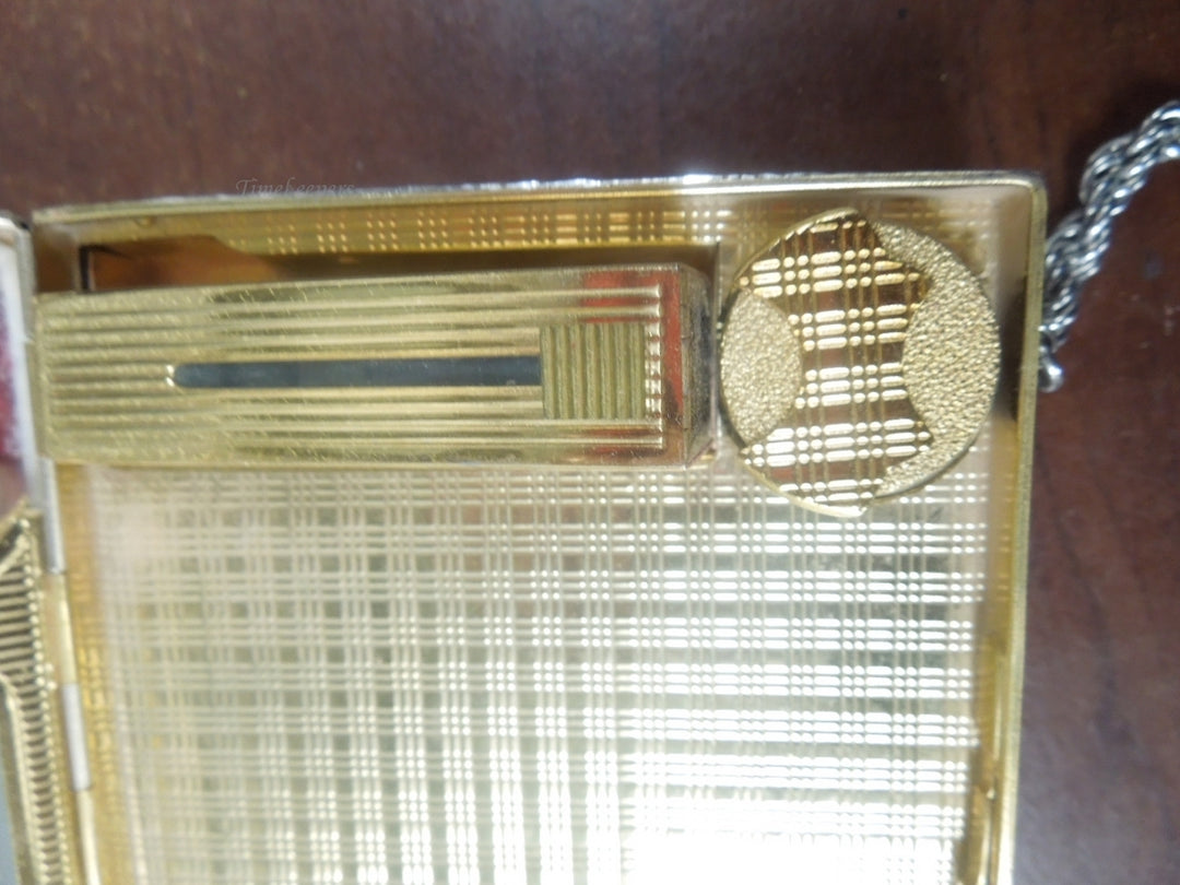 r785 Vintage 1940’s EVANS Rhinestone Encrusted Flower Silvertone Wristlet Compact Case