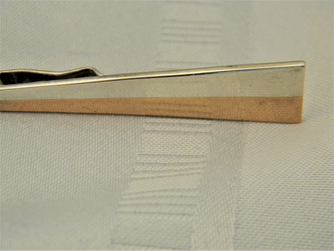 j618 Handsome Vintage Sterling Silver and Copper Tie Bar