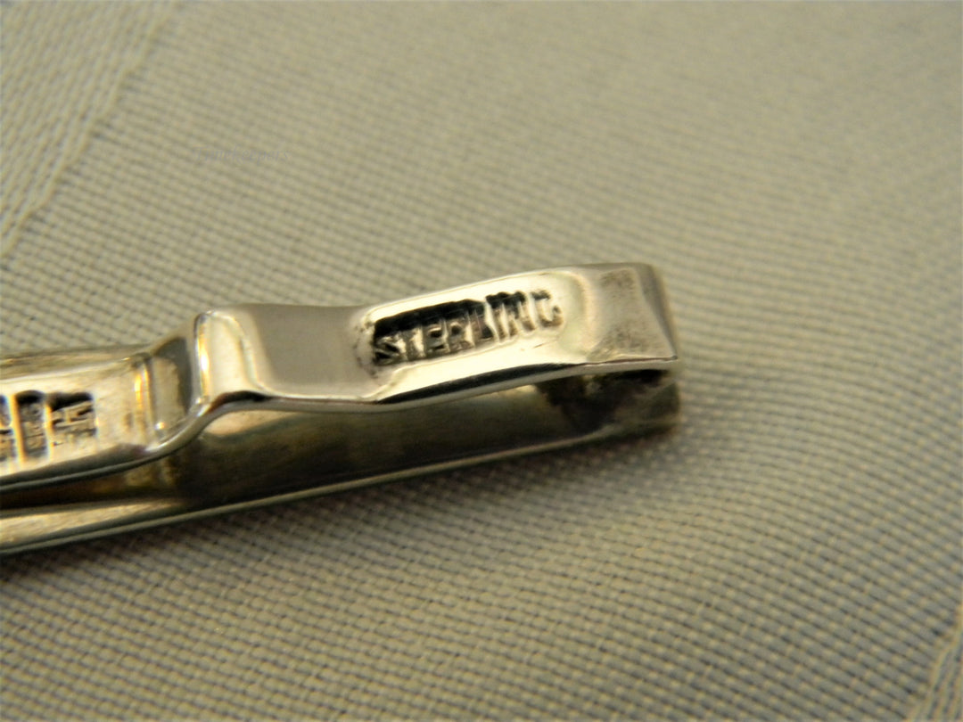 j618 Handsome Vintage Sterling Silver and Copper Tie Bar