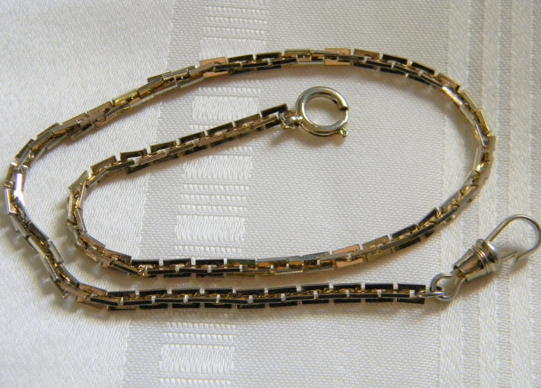 h789 Vintage Gold Filled Pocket Watch Chain with small square links