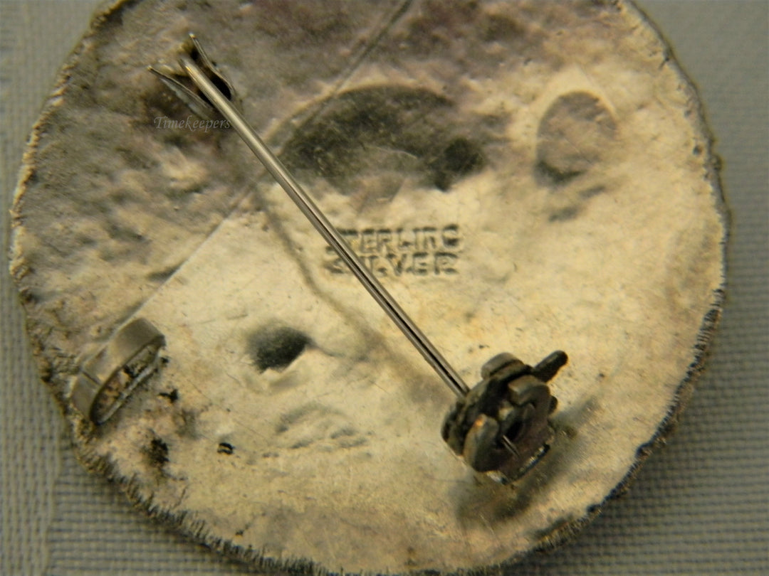 j620 Beautiful Vintage Sterling Silver Round Convertible Brooch/ Pendant