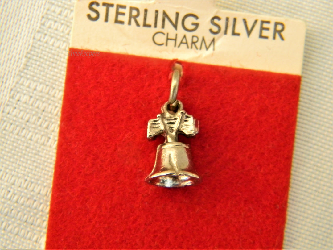 j624 New/ Old Stock Sterling Silver Liberty Bell Charm/ Pendant on Original Card