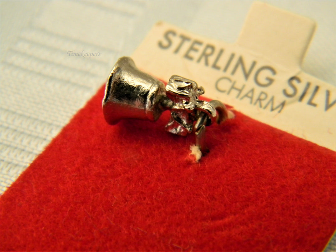 j624 New/ Old Stock Sterling Silver Liberty Bell Charm/ Pendant on Original Card