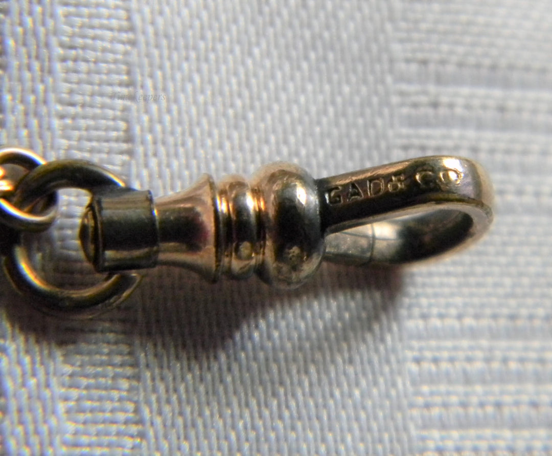 h793 Vintage Gold Filled Pocket Watch Square Link Chain with Slide and Locket