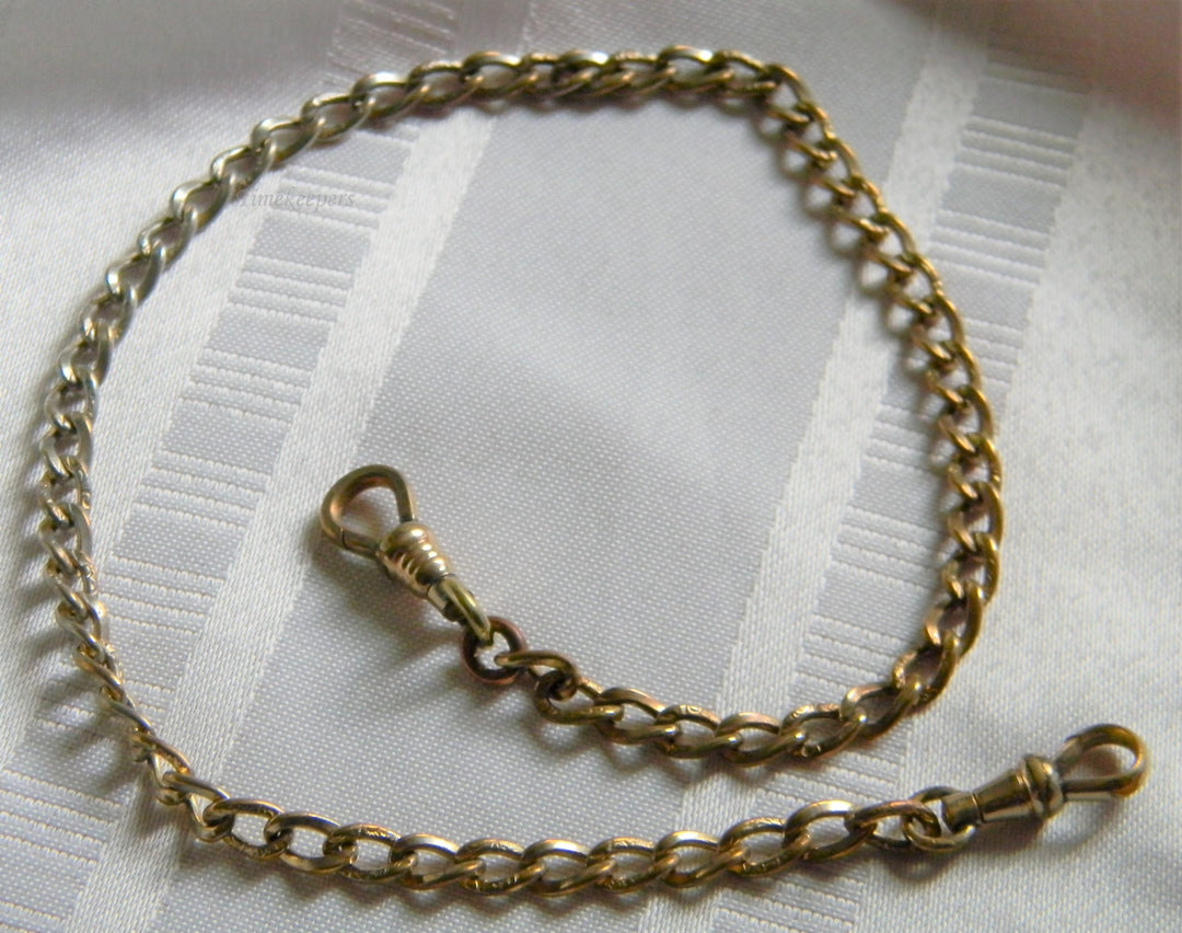 h798 Nice Vintage Gold Filled Pocket Watch Chain with Embossed Curb Links