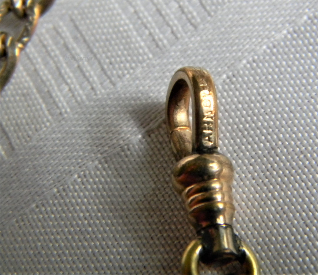 h798 Nice Vintage Gold Filled Pocket Watch Chain with Embossed Curb Links