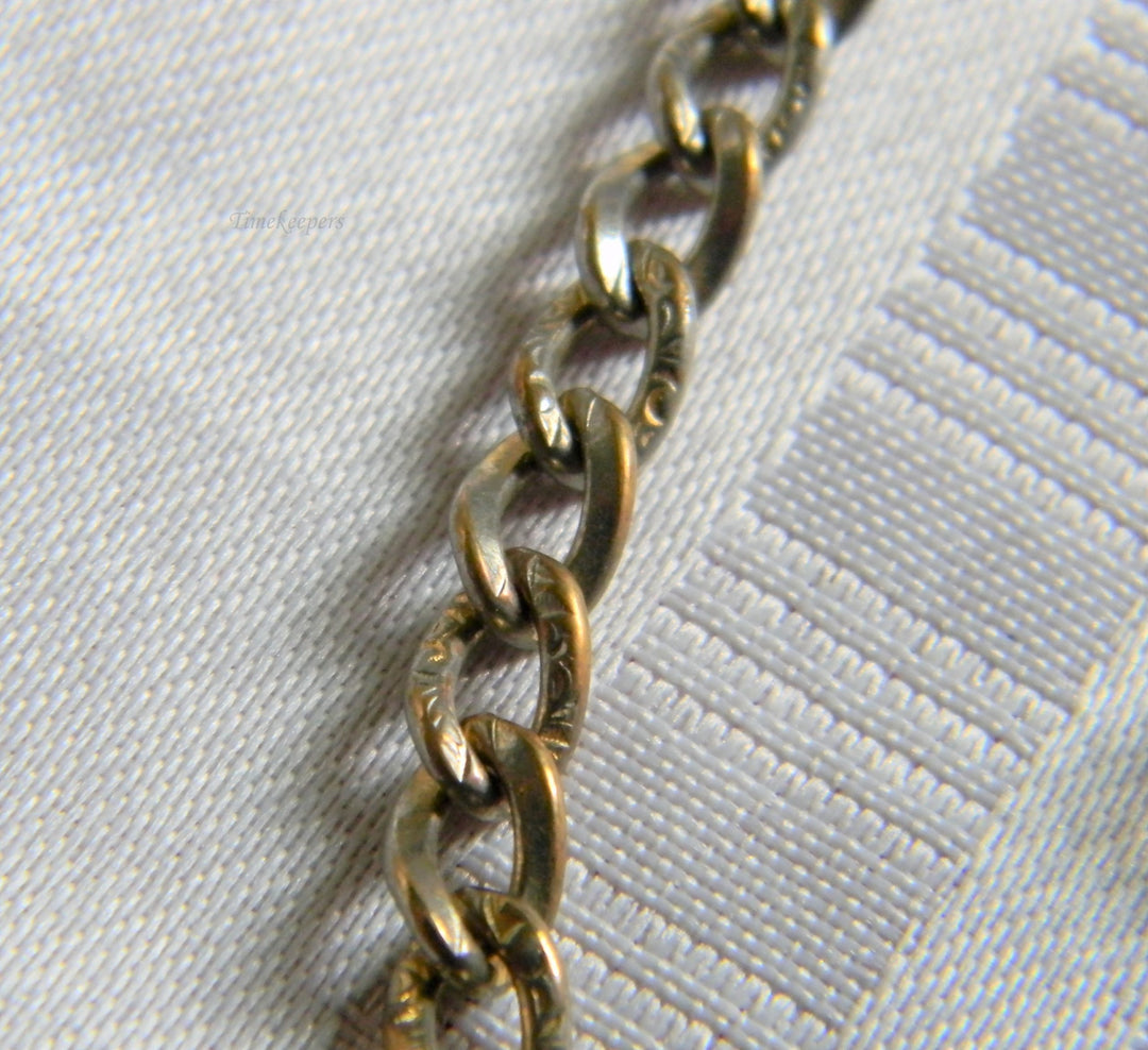h798 Nice Vintage Gold Filled Pocket Watch Chain with Embossed Curb Links