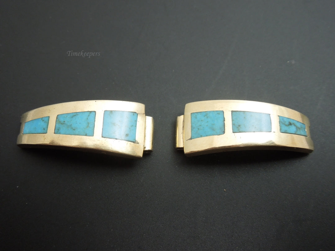 b918 Beautiful 14kt Yellow Gold Tapering 12mm Turquoise Watch Band