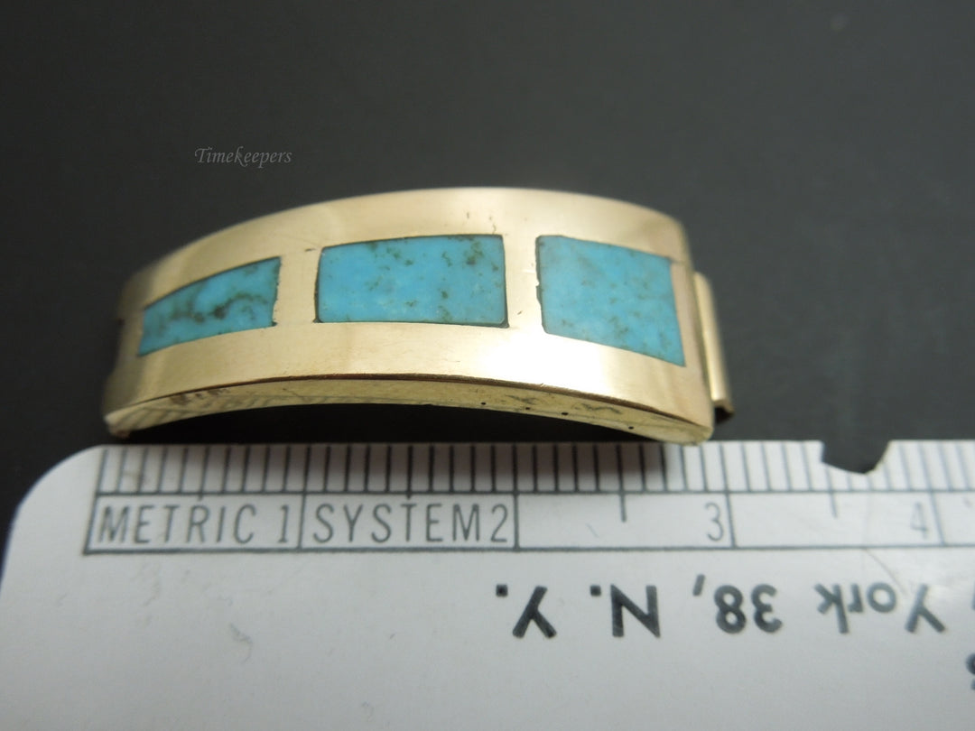 b918 Beautiful 14kt Yellow Gold Tapering 12mm Turquoise Watch Band