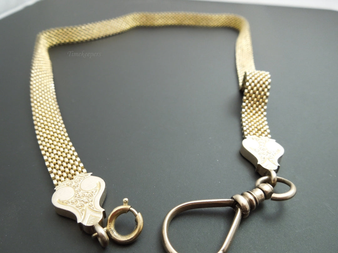 b924 Beautiful Antique 10kt Yellow Gold 19.75" Mesh Pocket Watch Chain