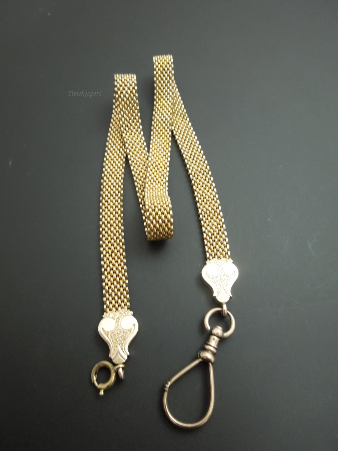 b924 Beautiful Antique 10kt Yellow Gold 19.75" Mesh Pocket Watch Chain