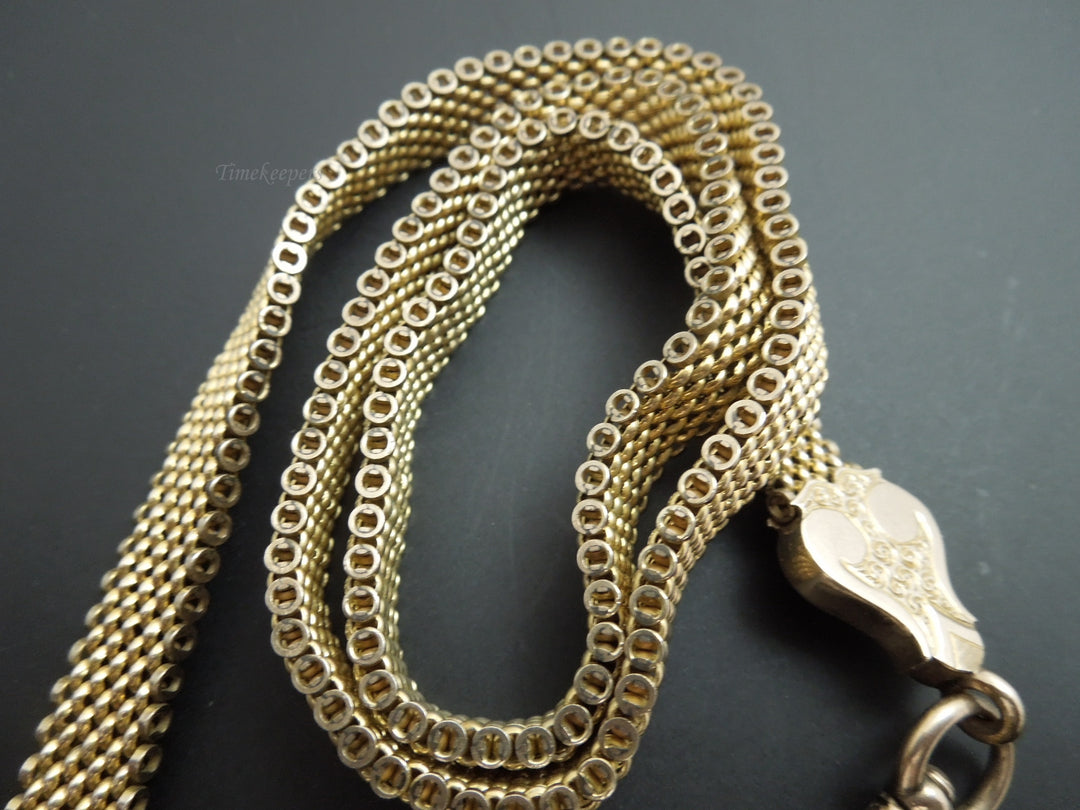 b924 Beautiful Antique 10kt Yellow Gold 19.75" Mesh Pocket Watch Chain