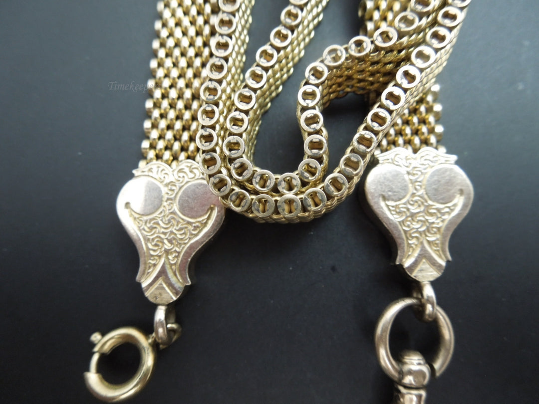 b924 Beautiful Antique 10kt Yellow Gold 19.75" Mesh Pocket Watch Chain