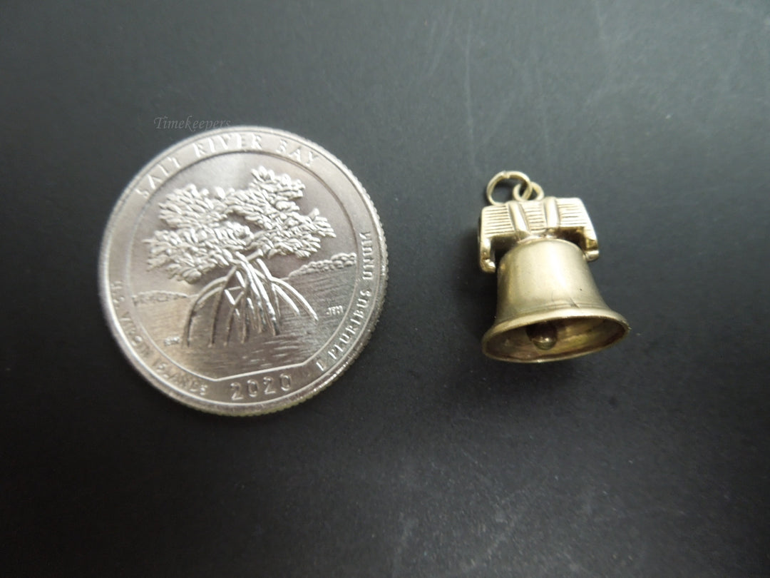 b931 Adorable 14kt Yellow Gold Moveable Bell Charm or Pendant