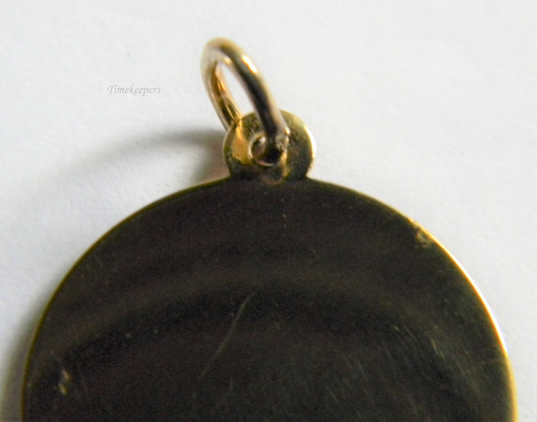 h811 Cute Sterling Silver Circle or Disc Charm or Pendant with Gold Plating