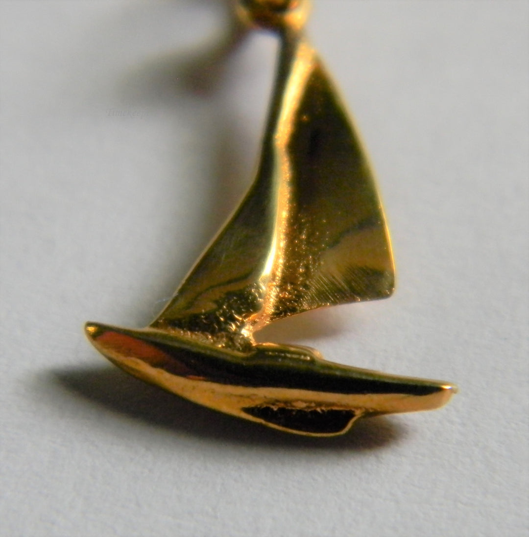 h812 Cute Sterling Silver Sail Boat Charm or Pendant with Gold Plating