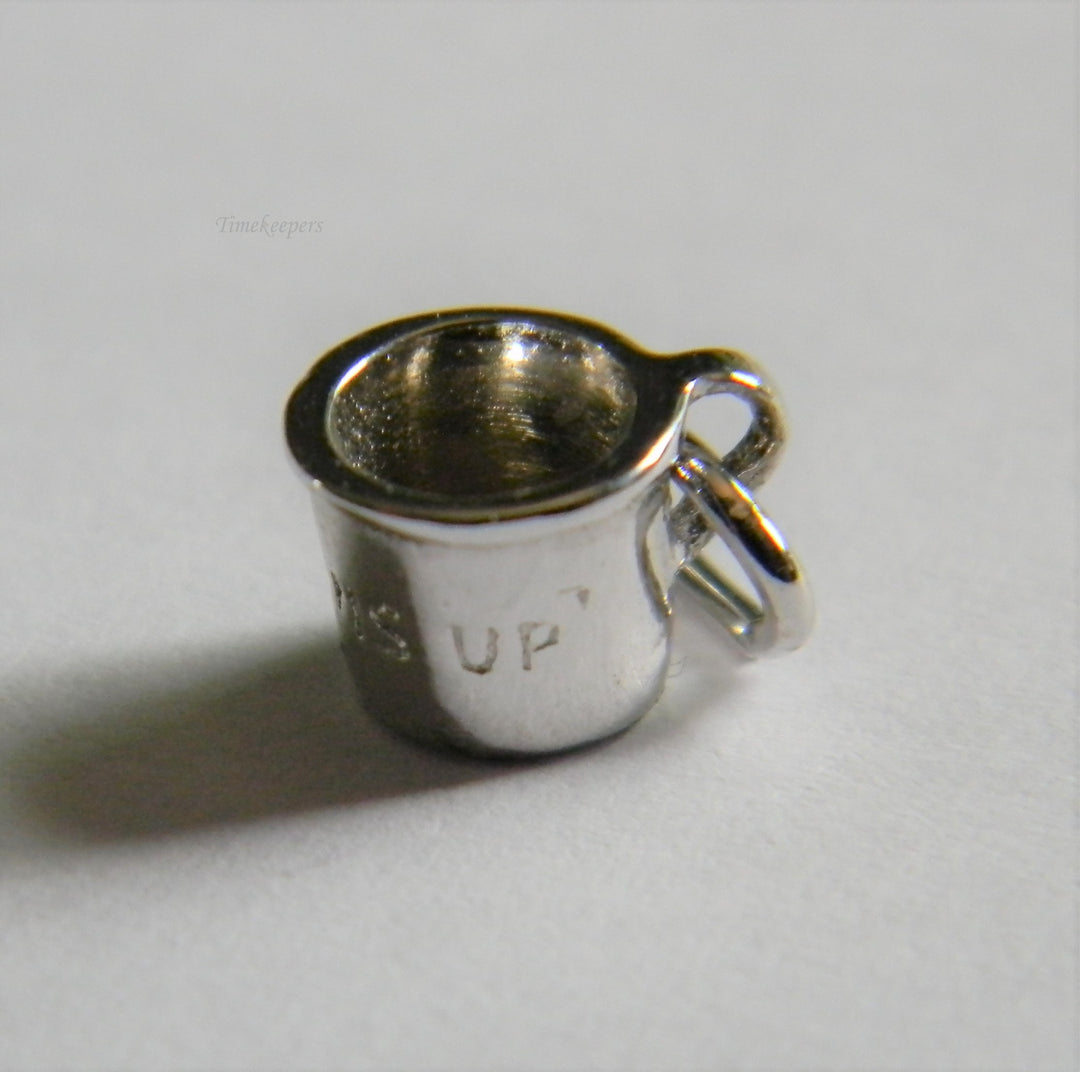 h813 Cute Sterling Silver "Bottoms Up" Cup Charm or Pendant
