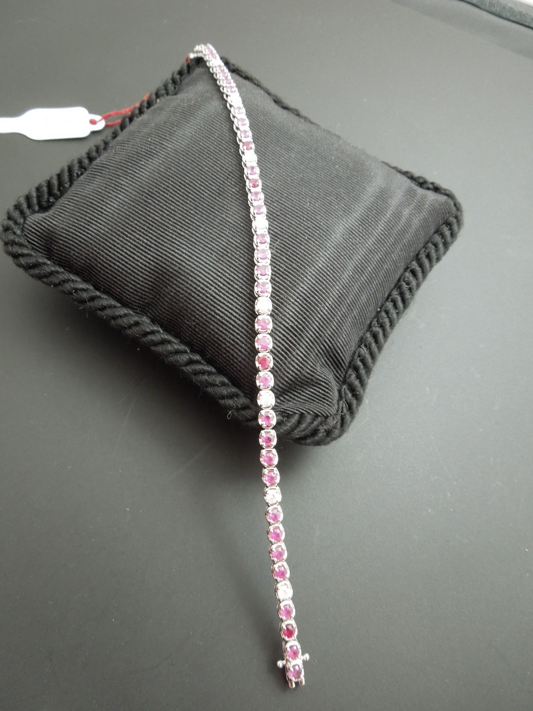 b934 Stunning 14kt White Gold Ruby and Diamond Tennis Bracelet