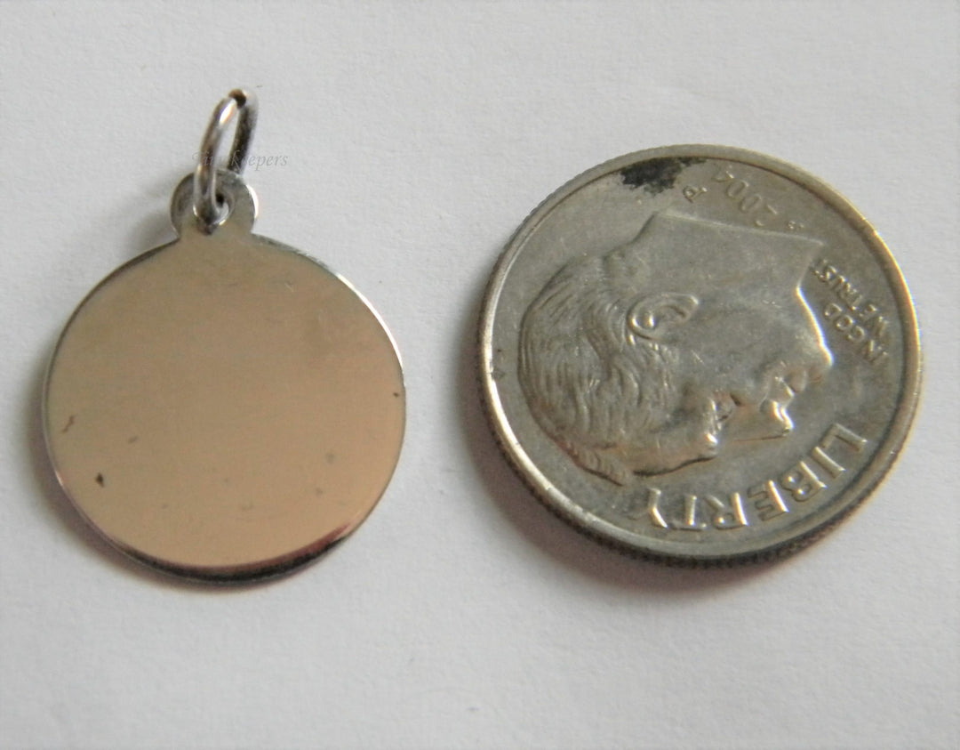 h818 Cute Sterling Silver Polished Round/ Disc Charm or Pendant
