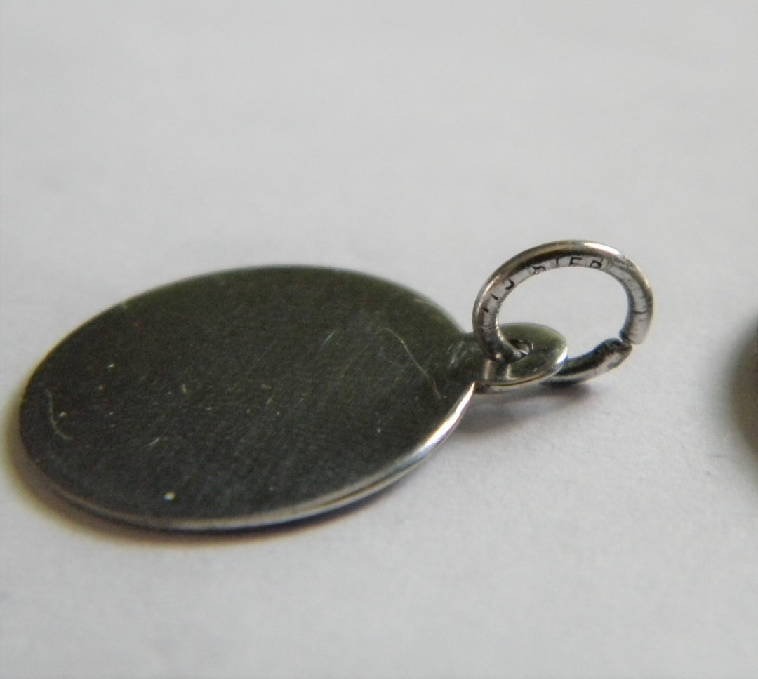 h818 Cute Sterling Silver Polished Round/ Disc Charm or Pendant