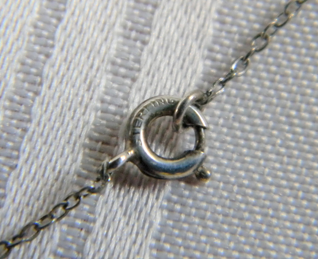 H830 Unique Silver tone Pendant with Glass Stones on Sterling Silver Chain