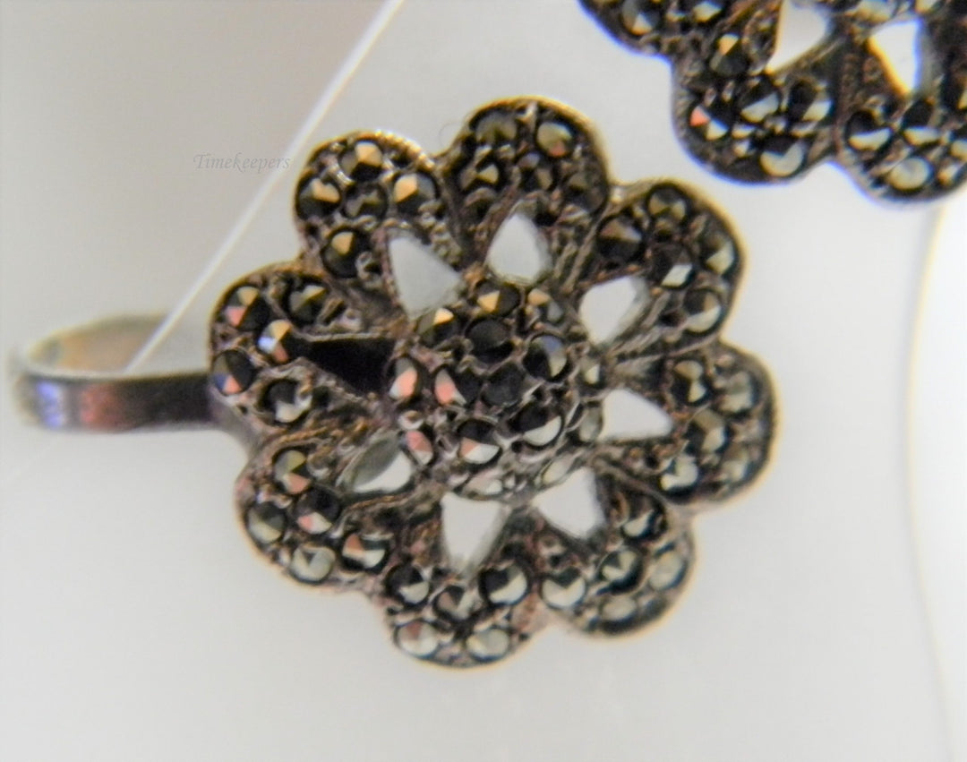 h845 Stunning Sterling Silver Earrings with Marcasite Stones (not Pierced)