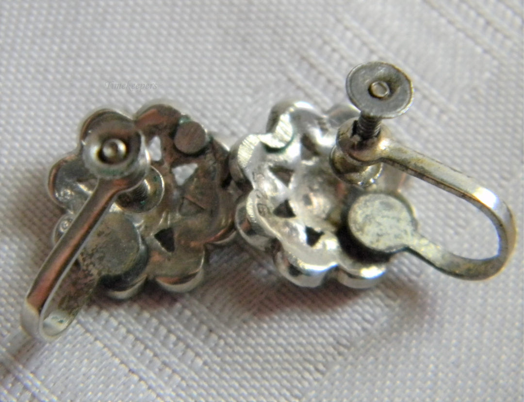 h845 Stunning Sterling Silver Earrings with Marcasite Stones (not Pierced)