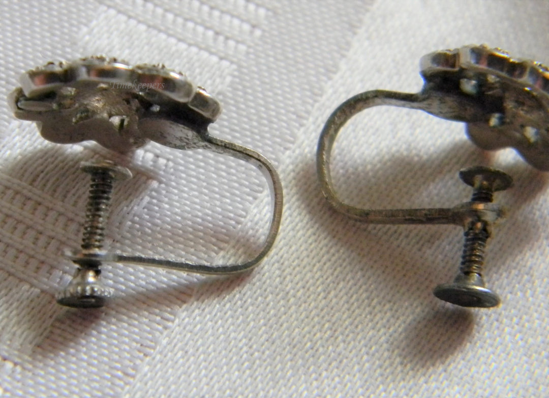 h845 Stunning Sterling Silver Earrings with Marcasite Stones (not Pierced)