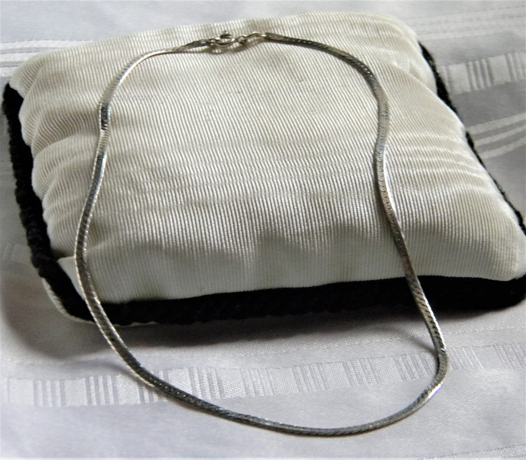 h849 Nice Sterling Flattened Omega Silver Chain 16" Long